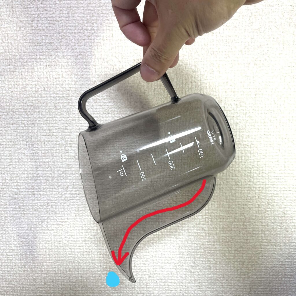 重心が注ぎ口側にあるので水切れがいい