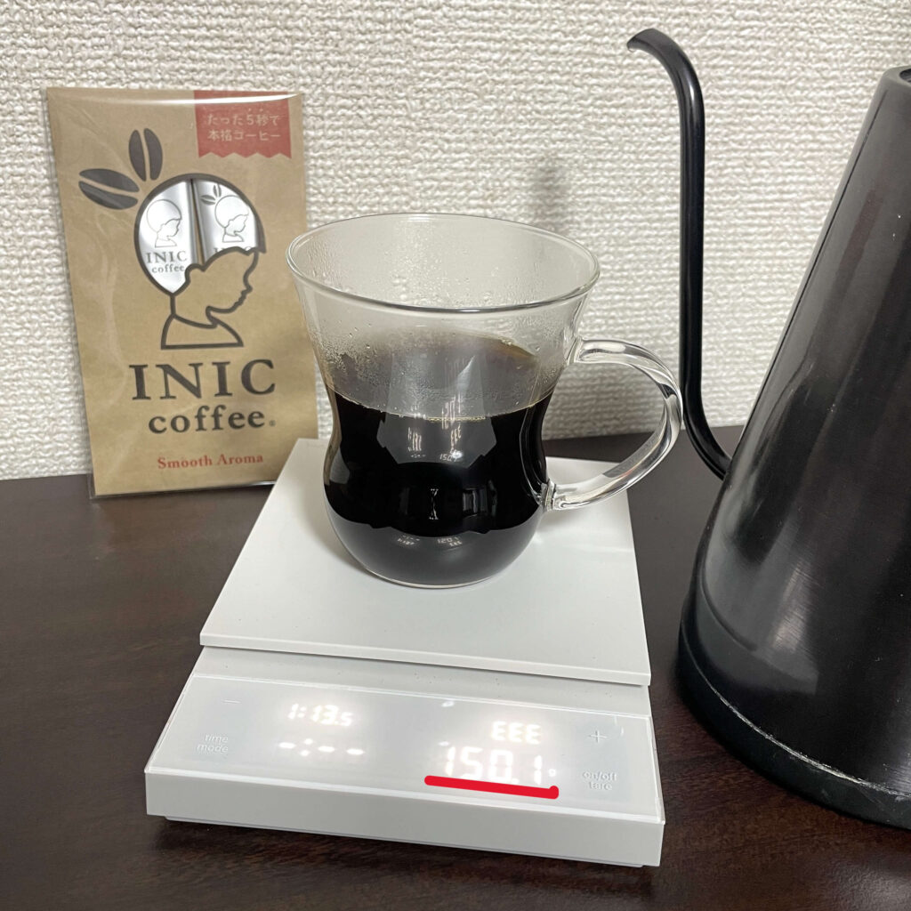 お湯150gで検証する様子