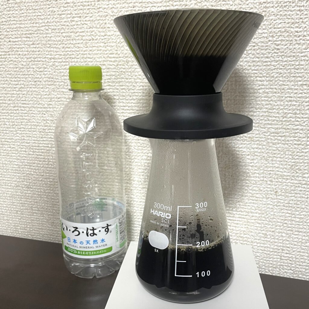 軟水のいろはすでハンドドリップした様子